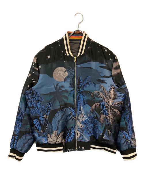 PAUL SMITH（ポールスミス）Paul Smith (ポールスミス) ルナハワイアンジップブルゾン ブラック×ネイビー サイズ:Lの古着・服飾アイテム