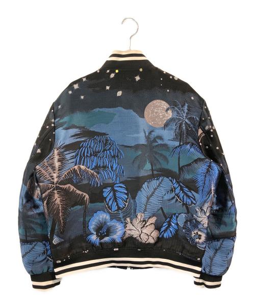 PAUL SMITH（ポールスミス）Paul Smith (ポールスミス) ルナハワイアンジップブルゾン ブラック×ネイビー サイズ:Lの古着・服飾アイテム