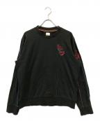 PAUL SMITHポールスミス）の古着「フローラル刺繍スウェット」｜ブラック