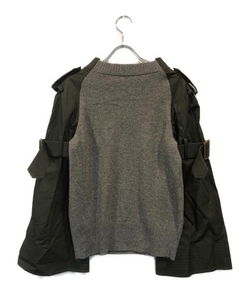 sacai（サカイ）sacai (サカイ) トレンチハイブリットニット グレー×オリーブ サイズ:SIZE 2の古着・服飾アイテム