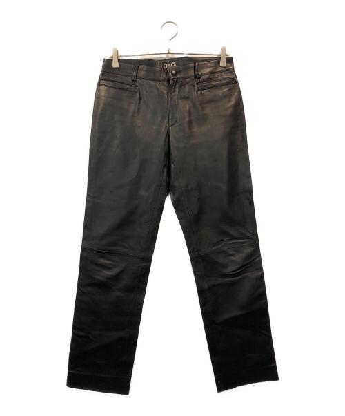 D&G DOLCE & GABBANA（ディーアンドジー ドルチェ＆ガッバーナ）D&G DOLCE & GABBANA (ディーアンドジー ドルチェ＆ガッバーナ) レザーパンツ ブラック サイズ:46の古着・服飾アイテム