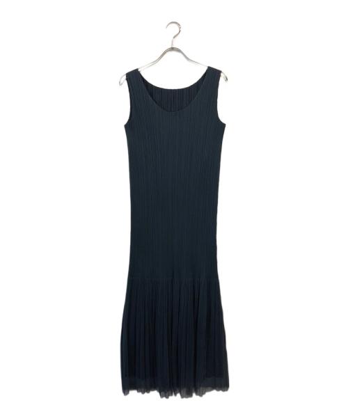 PLEATS PLEASE（プリーツプリーズ）PLEATS PLEASE (プリーツプリーズ) プリーツノースリーブワンピース ネイビー サイズ:SIZE 3の古着・服飾アイテム