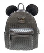 DISNEY×Lounge Flyディズニー×ラウンジフライ）の古着「編み込みフェイクレザーバックパック」｜ブラック
