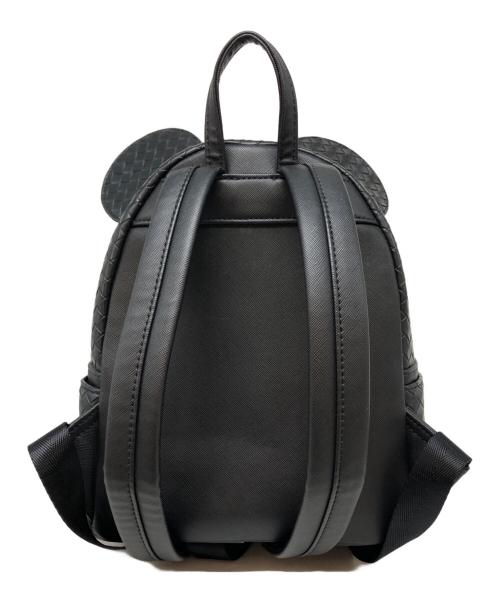 DISNEY（ディズニー）DISNEY (ディズニー) Lounge Fly (ラウンジフライ) 編み込みフェイクレザーバックパック ブラックの古着・服飾アイテム