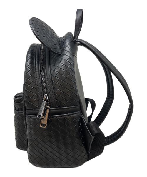 DISNEY（ディズニー）DISNEY (ディズニー) Lounge Fly (ラウンジフライ) 編み込みフェイクレザーバックパック ブラックの古着・服飾アイテム