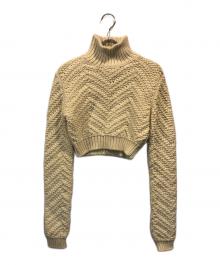 FENDI（フェンディ）の古着「ハイネッククロップドケーブルニット」｜ベージュ