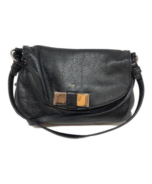 Chloe（クロエ）Chloe (クロエ) メタルリボンプレートレザーショルダーバッグ ブラックの古着・服飾アイテム