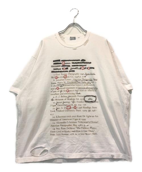 kolor/BEACON（カラービーコン）kolor/BEACON (カラービーコン) ダメージ加工英字プリントTシャツ ホワイト サイズ:1の古着・服飾アイテム