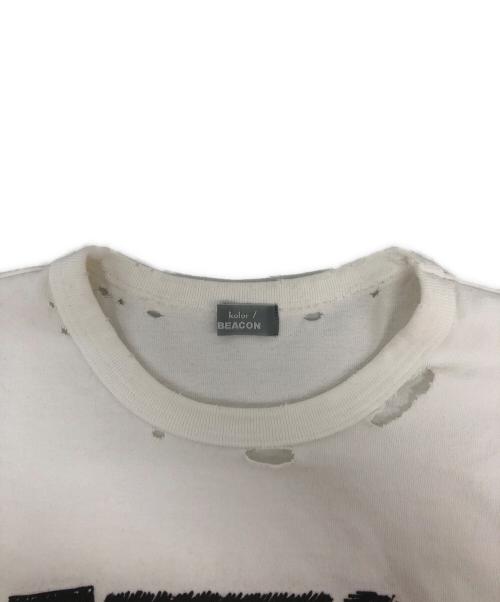 kolor/BEACON（カラービーコン）kolor/BEACON (カラービーコン) ダメージ加工英字プリントTシャツ ホワイト サイズ:1の古着・服飾アイテム