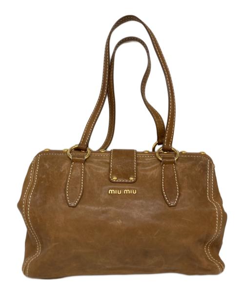 MIU MIU（ミュウミュウ）MIU MIU (ミュウミュウ) ガマ口ミニボストンバッグ ブラウンの古着・服飾アイテム
