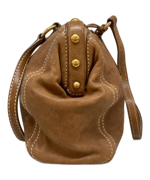 MIU MIU（ミュウミュウ）MIU MIU (ミュウミュウ) ガマ口ミニボストンバッグ ブラウンの古着・服飾アイテム