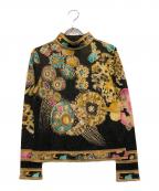 LEONARDレオナール）の古着「ラメストレッチ総柄ハイネックカットソー」｜ブラック