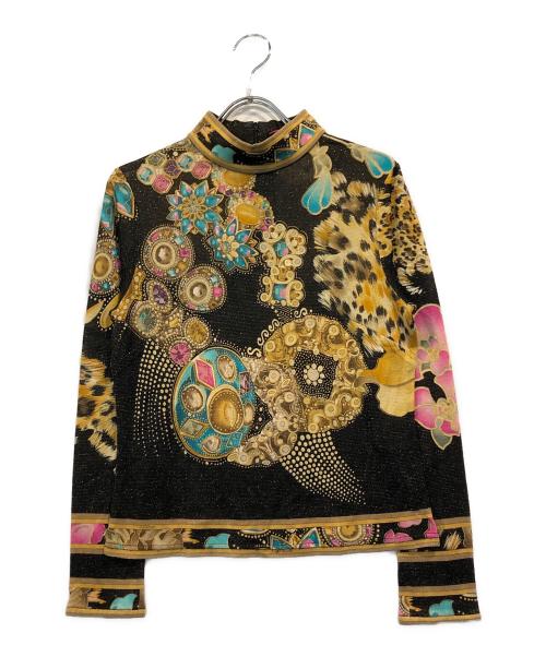 LEONARD（レオナール）LEONARD (レオナール) ラメストレッチ総柄ハイネックカットソー ブラック サイズ:Mの古着・服飾アイテム