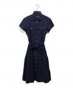 POLO RALPH LAURENポロ・ラルフローレン）の古着「半袖リネンシャツワンピース」｜ブルー