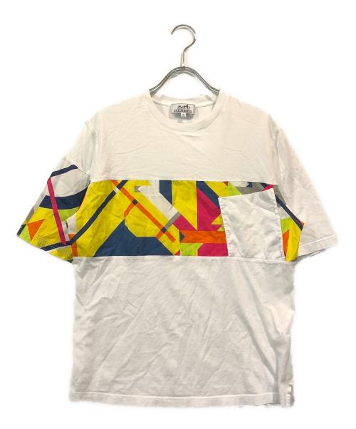 HERMES（エルメス）HERMES (エルメス) カラーブロック ポケット半袖Tシャツ ホワイト サイズ:XSの古着・服飾アイテム
