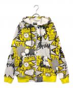 stussyステューシー）の古着「コミックプリントパーカー」｜イエロー