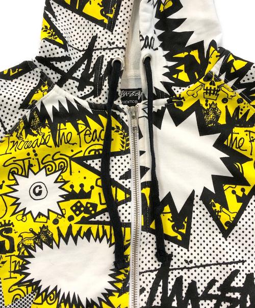 stussy（ステューシー）stussy (ステューシー) コミックプリントパーカー イエロー サイズ:Sの古着・服飾アイテム