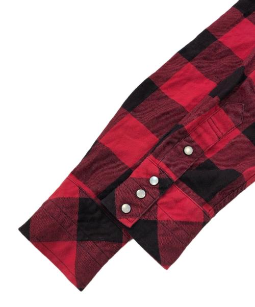 n(n) by NUMBER (N)INE（エヌエヌバイナンバーナイン）n(n) by NUMBER (N)INE (エヌエヌバイナンバーナイン) フード付バッファローチェックシャツ レッド サイズ:SIZE3の古着・服飾アイテム