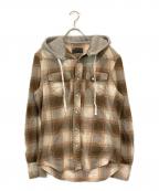 n(n) by NUMBER (N)INEエヌエヌバイナンバーナイン）の古着「フード付チェックシャツ」｜ブラウン