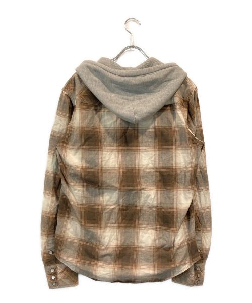 n(n) by NUMBER (N)INE（エヌエヌバイナンバーナイン）n(n) by NUMBER (N)INE (エヌエヌバイナンバーナイン) フード付チェックシャツ ブラウン サイズ:3の古着・服飾アイテム