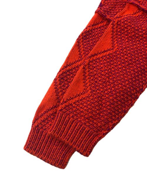 VERSACE（ヴェルサーチェ）VERSACE (ヴェルサーチェ) ロゴプリントアーガイルニット レッド×パープル サイズ:SIZE 48の古着・服飾アイテム