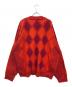 VERSACE (ヴェルサーチェ) ロゴプリントアーガイルニット レッド×パープル サイズ:SIZE 48：20000円