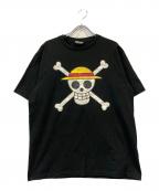 BAPE BY A BATHING APE×ONE PIECEベイプバイアベイシングエイプ×ワンピース）の古着「コラボプリントTシャツ」｜ブラック