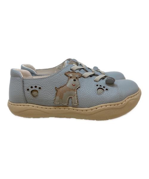 estacion（エスタシオ）estacion (エスタシオ) ワンちゃんモチーフ本革カジュアルシューズ スカイブルー サイズ:Mの古着・服飾アイテム