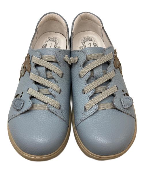 estacion（エスタシオ）estacion (エスタシオ) ワンちゃんモチーフ本革カジュアルシューズ スカイブルー サイズ:Mの古着・服飾アイテム