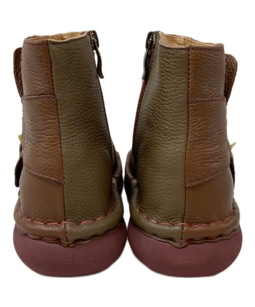 estacion（エスタシオ）estacion (エスタシオ) カラフルフラワー本革ショートブーツ ブラウン サイズ:Sの古着・服飾アイテム