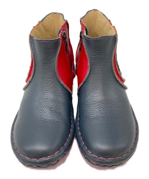 estacion（エスタシオ）estacion (エスタシオ) うずまきデザイン本革ショートブーツ ネイビー サイズ:Mの古着・服飾アイテム