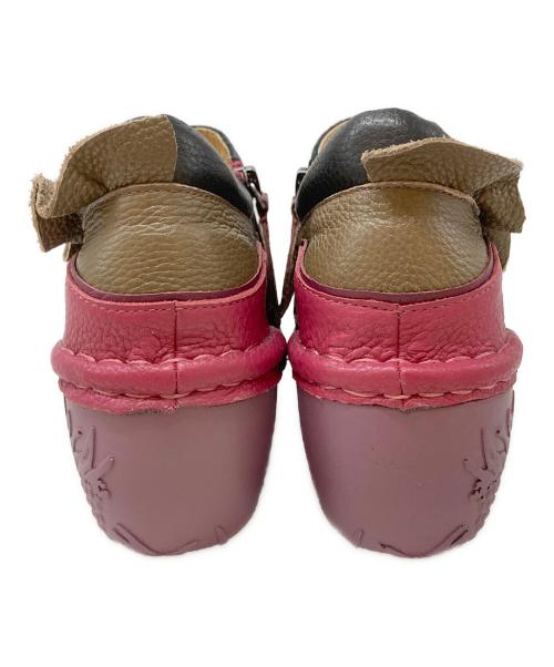 estacion（エスタシオ）estacion (エスタシオ) フラワー×フリルモチーフ本革厚底パンプス ブラウン サイズ:Lの古着・服飾アイテム