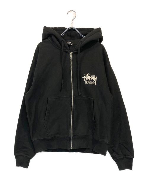 stussy（ステューシー）stussy (ステューシー) ロゴプリントジップアップパーカー ブラック サイズ:SIZE Sの古着・服飾アイテム