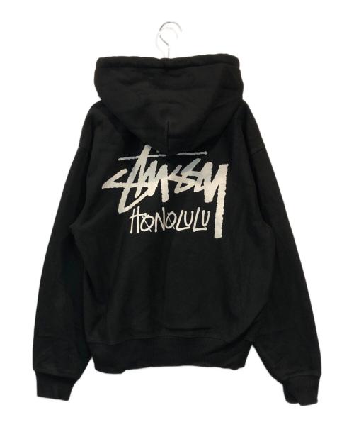 stussy（ステューシー）stussy (ステューシー) ロゴプリントジップアップパーカー ブラック サイズ:SIZE Sの古着・服飾アイテム