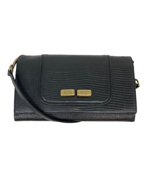 TOFF&LOADSTONE（トフアンドロードストーン）TOFF&LOADSTONE (トフアンドロードストーン) リザード型押しレザー3WAYお財布ポシェット ブラックの古着・服飾アイテム