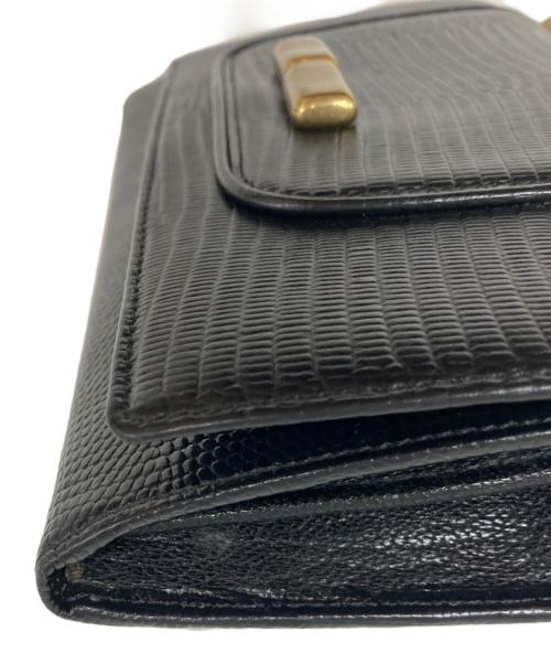 TOFF&LOADSTONE（トフアンドロードストーン）TOFF&LOADSTONE (トフアンドロードストーン) リザード型押しレザー3WAYお財布ポシェット ブラックの古着・服飾アイテム