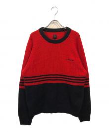 adidas（アディダス）の古着「オールドクルーネックニット」｜ネイビー×レッド
