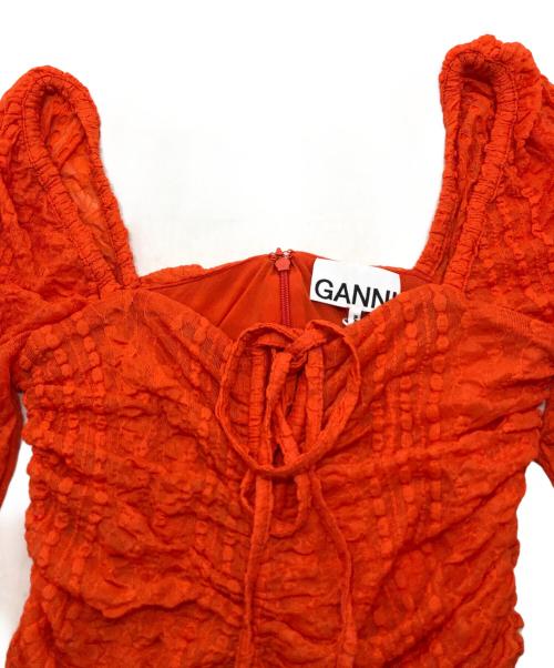 GANNI（ガニー）GANNI (ガニー) フロントギャザーワンピース オレンジ サイズ:34の古着・服飾アイテム