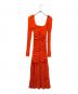 GANNI (ガニー) フロントギャザーワンピース オレンジ サイズ:34：8000円