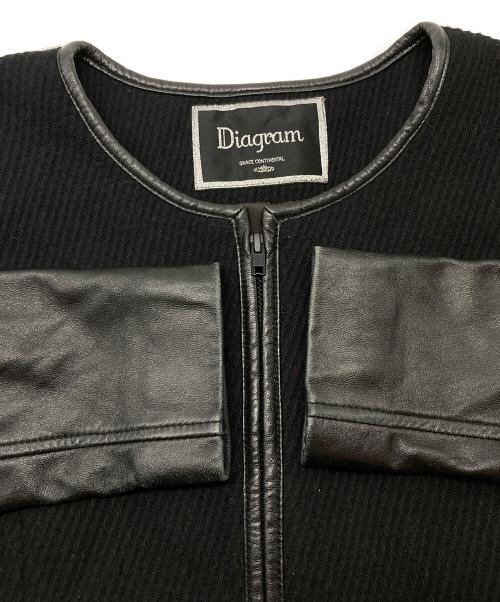 Diagram GRACE CONTINENTAL（ダイアグラム グレースコンチネンタル）Diagram GRACE CONTINENTAL (ダイアグラム グレースコンチネンタル) ラムレザー切替コート ブラック サイズ:36の古着・服飾アイテム