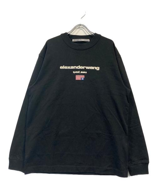 ALEXANDER WANG（アレキサンダー・ワン）ALEXANDER WANG (アレキサンダーワン) ロゴ刺繍ロングスリーブカットソー ブラック サイズ:Mの古着・服飾アイテム