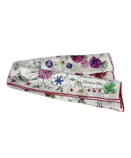 Christian Dior（クリスチャン ディオール）Christian Dior (クリスチャン ディオール) フロリレージョスクエアスカーフ ホワイトの古着・服飾アイテム