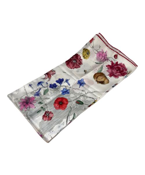 Christian Dior（クリスチャン ディオール）Christian Dior (クリスチャン ディオール) フロリレージョスクエアスカーフ ホワイトの古着・服飾アイテム