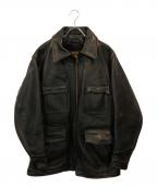 VANSONバンソン）の古着「レザーカーコート」｜ブラック