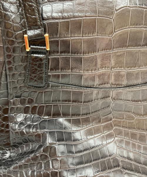 LEATHER JEWELS（レザージュエルズ）leather jewels (レザージュエルズ) クロコ型押しトートバッグ ブラックの古着・服飾アイテム