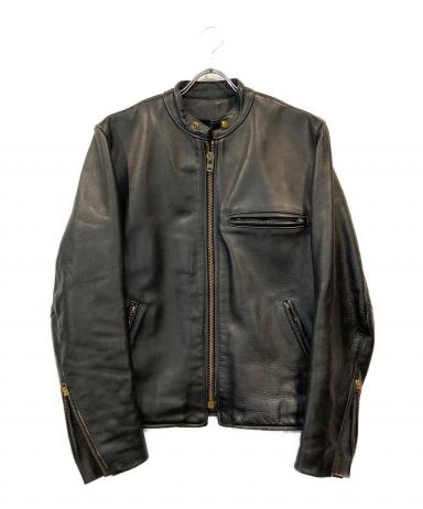 美品/42サイズ■VANSON ライダースジャケット　シングル　本革　ブラック 中古・古着通販】VANSON (バンソン) シングルライダースジャケット