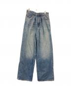 haikureハイクル）の古着「ハイライズ フロントタック テンセルデニムパンツ」｜インディゴ