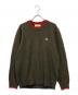 MAISON KITSUNE（メゾンキツネ）の古着「フォックスワッペンクルーネックニット」｜カーキ