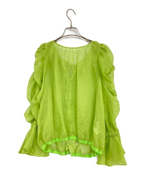 iDea Luce（イデア ルーチェ）iDea Luce (イデア ルーチェ) 金ハートボタンバフスリーブブシアーラウス グリーン サイズ:Fの古着・服飾アイテム