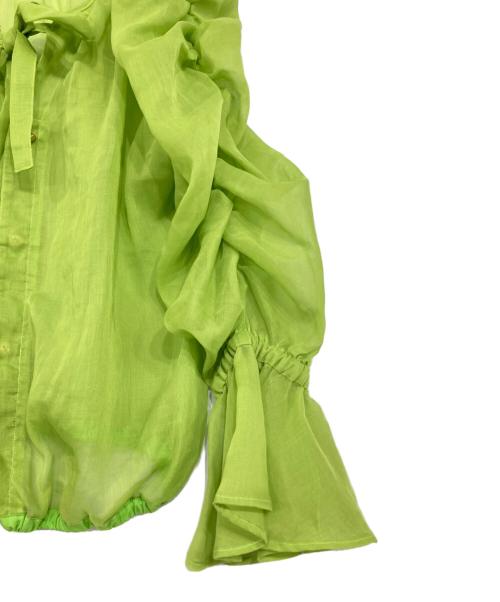 iDea Luce（イデア ルーチェ）iDea Luce (イデア ルーチェ) 金ハートボタンバフスリーブブシアーラウス グリーン サイズ:Fの古着・服飾アイテム